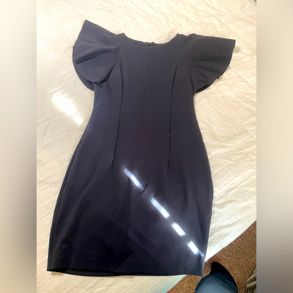 Zara flutter sleeve dark navy dress